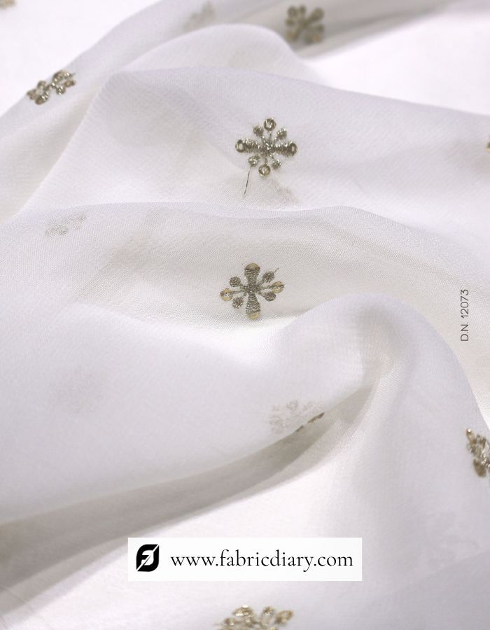 Designer Embroidered Zari Work Butti Fabric -12073