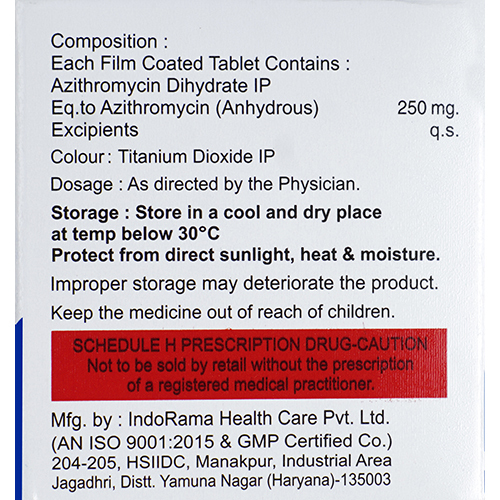 250 MG Azihromycin Tablets IP