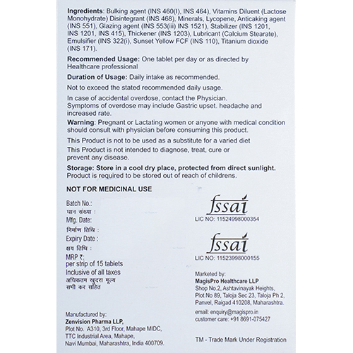 Multivitamin Multimineral And Lycopene Tablets - Drug Type: General Medicines