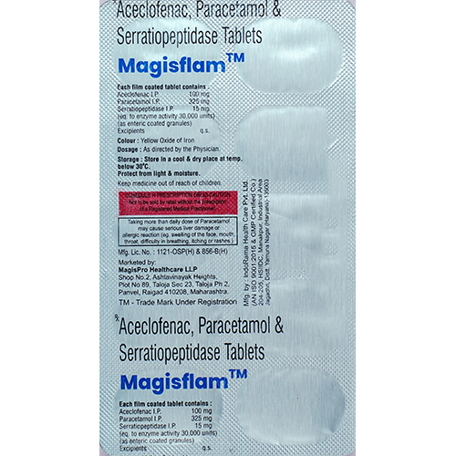 Aceclofenac Paracetamol And Serratiopeptidase Tablets