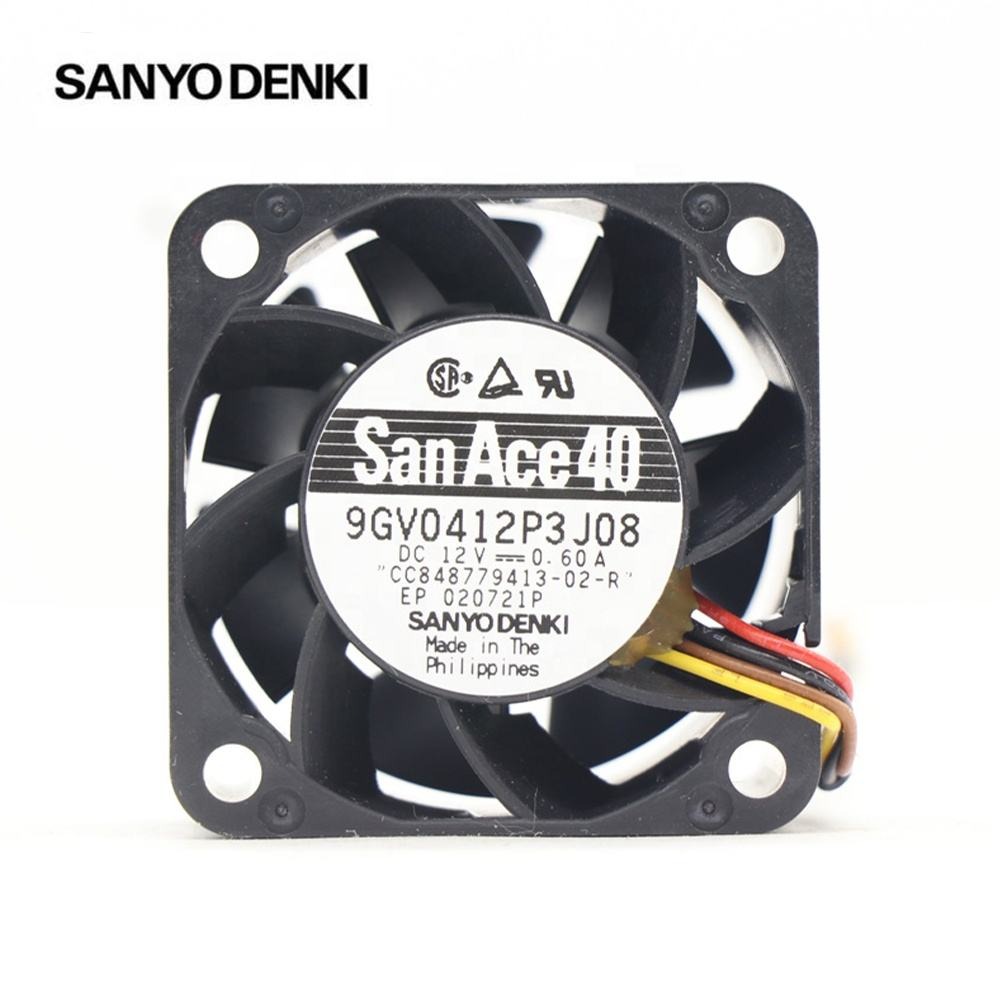 Sanyo 9GV0412P3J08 12V DC 0.60A 40x40x28mm 4cm 4wires Fanuc Equipment Mini Server Axial Cooling Fan