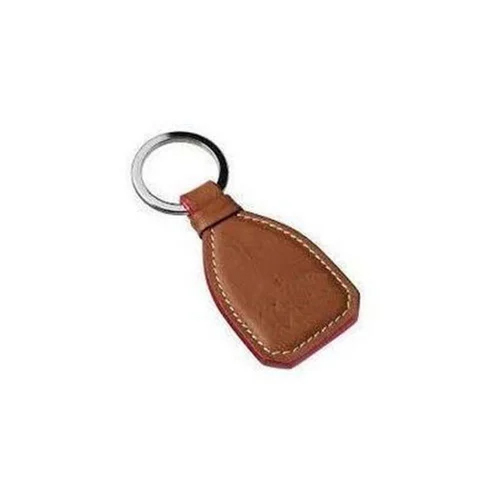 Plain Leather Keychain - Color: Silver