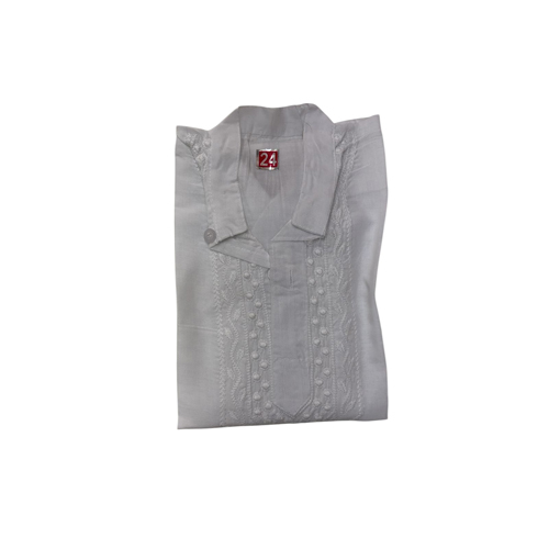 Mens Chikan Kari Off White Color Kurta