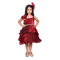 Girls Maroon Tulle Spaghetti Layered Skirt Party Dress