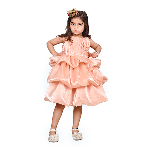 Girls Peach Tulle Party Dress