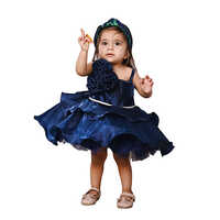 Girls Blue Tulle  One Shoulder Layered Skirt Party Dress