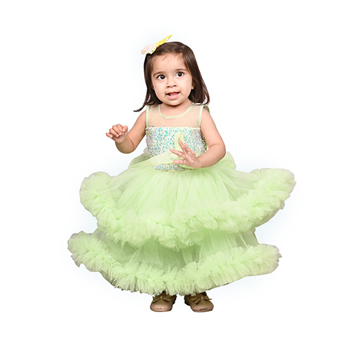 Green Sequine Party Dress With Tulle Skirt