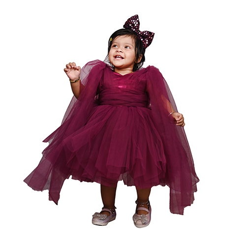 GirlsWine Tulle Party Dress