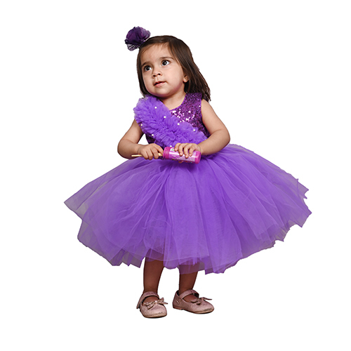Purple Sequine Party Dress With Tulle Skirt