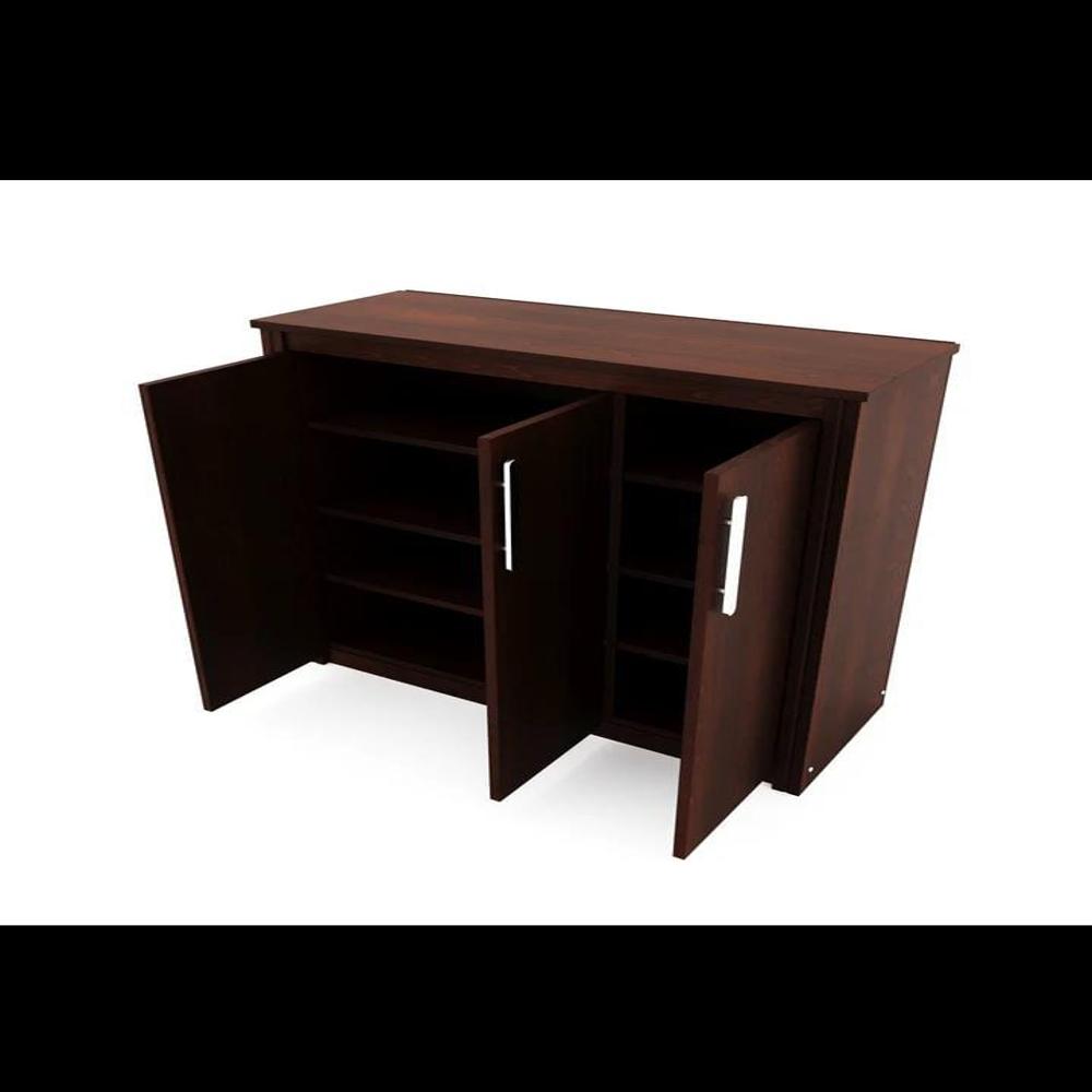 Nilkamal Stella Shoe Rack - 15mm Thick Particleboard, Standard Size, Brown Color | Indoor Furniture With 2 Shutter Compartments, 4 Shelves, Eco-friendly Design