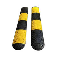 Rubber Speed Bump - High-quality Rubber, 500 X 350 X 50 Mm , Yellow And Black Color For High Visibility, Manual Installation For Easy Setup