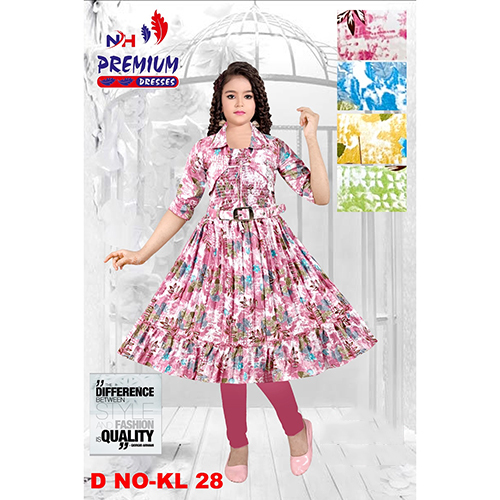 KL28 Stylish Unique Printed Chiffon Frock