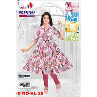 Kl28 Stylish Unique Printed Chiffon Frock - Age Group: Kids