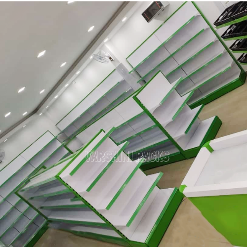 Double Sided Supermarket Display Rack - Color: Silver