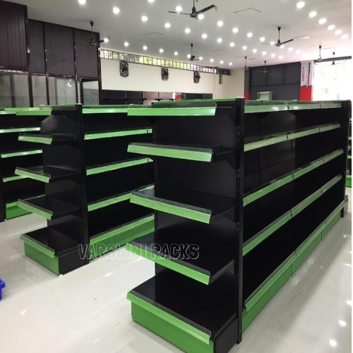 Double Sided Supermarket Display Rack - Color: Silver