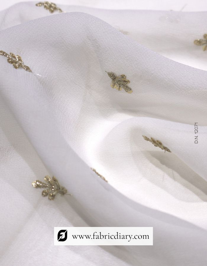 Embroidered Zari Work Butti Fabric