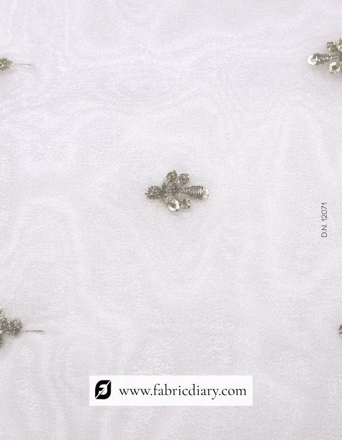 Embroidered Zari Work Butti Fabric - Color: Dyeable