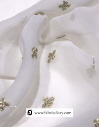 Embroidered Zari Work Butti Fabric
