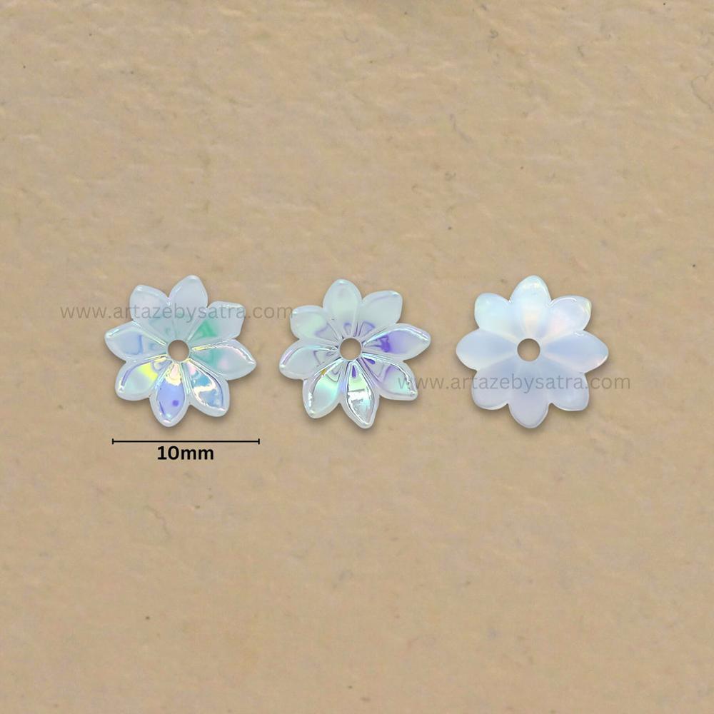 Flower AB Plastic Pearl (1 Hole) | Size : 10mm | Qty : 50pcs