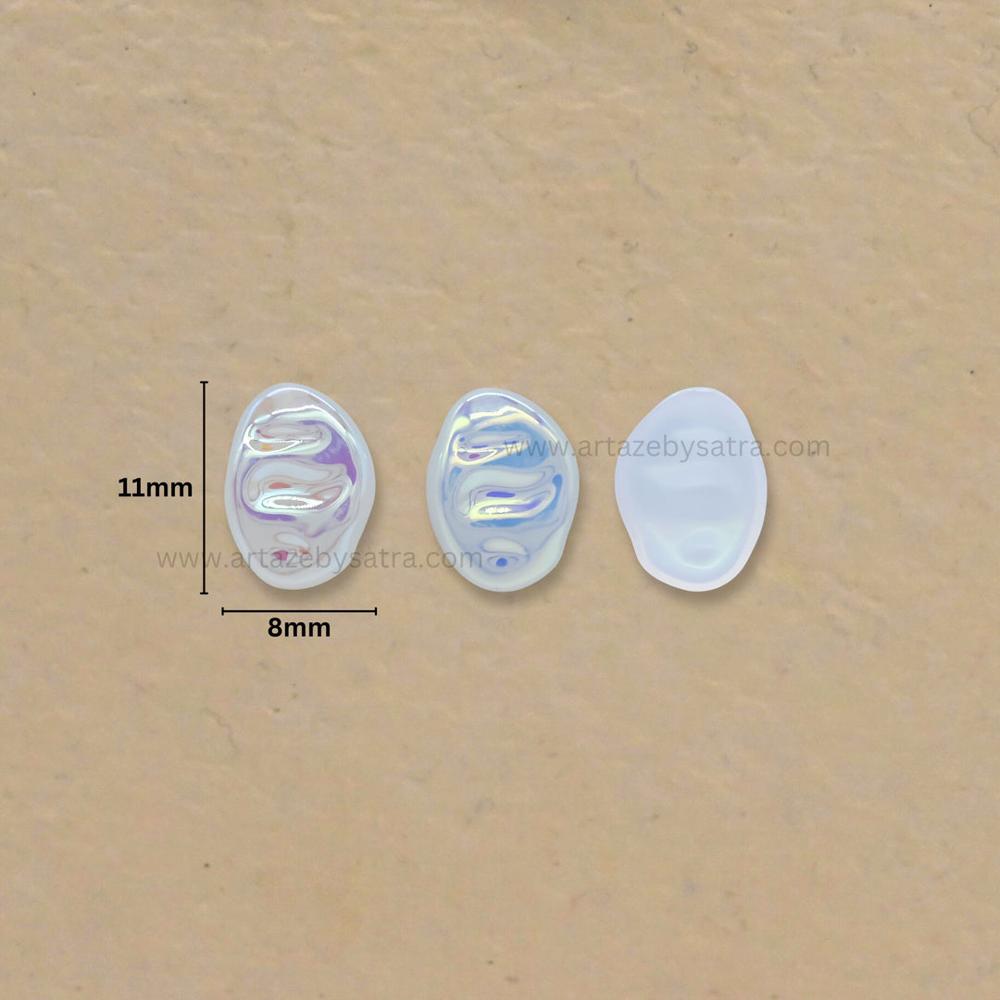 Oval AB Plastic Pearl (No Hole) | Size : 11mm | Qty : 50pcs