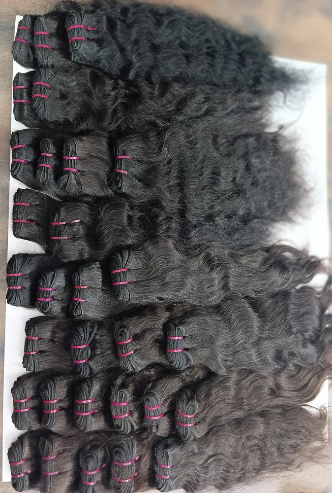 Black Unprocessed Natural Human Hair Extensions, 16 inch
