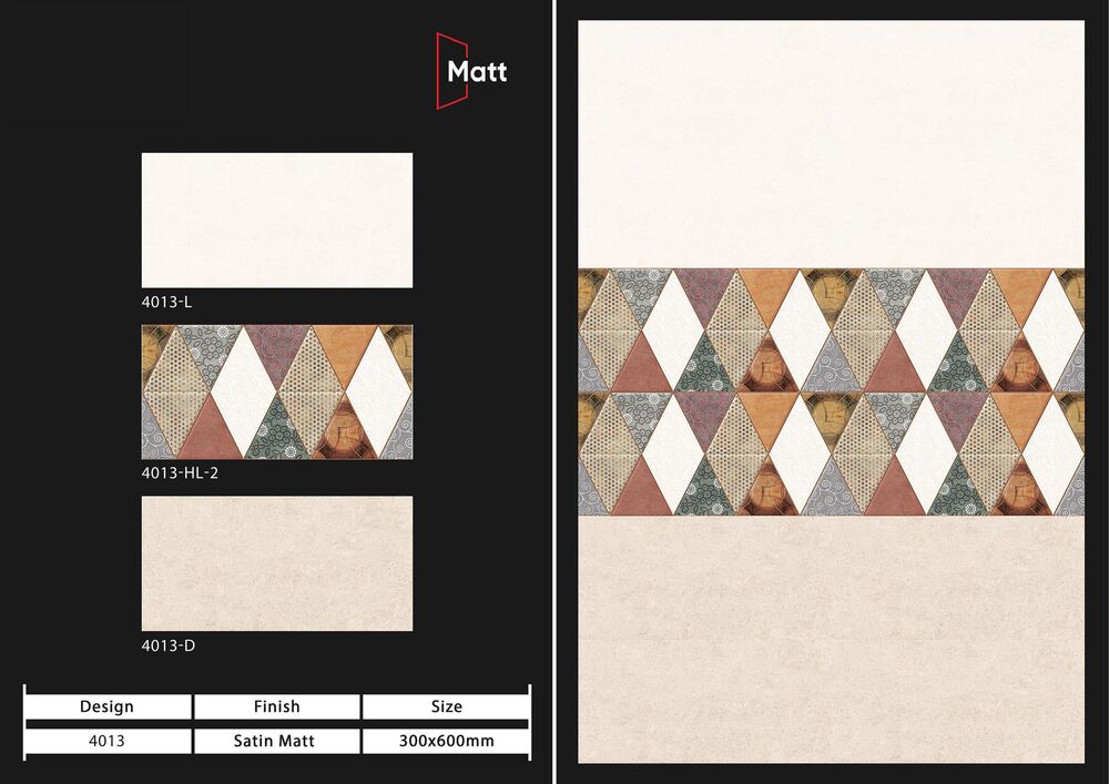 300x450 Matt Finish Wall Tiles Collection - Color: Multi Color