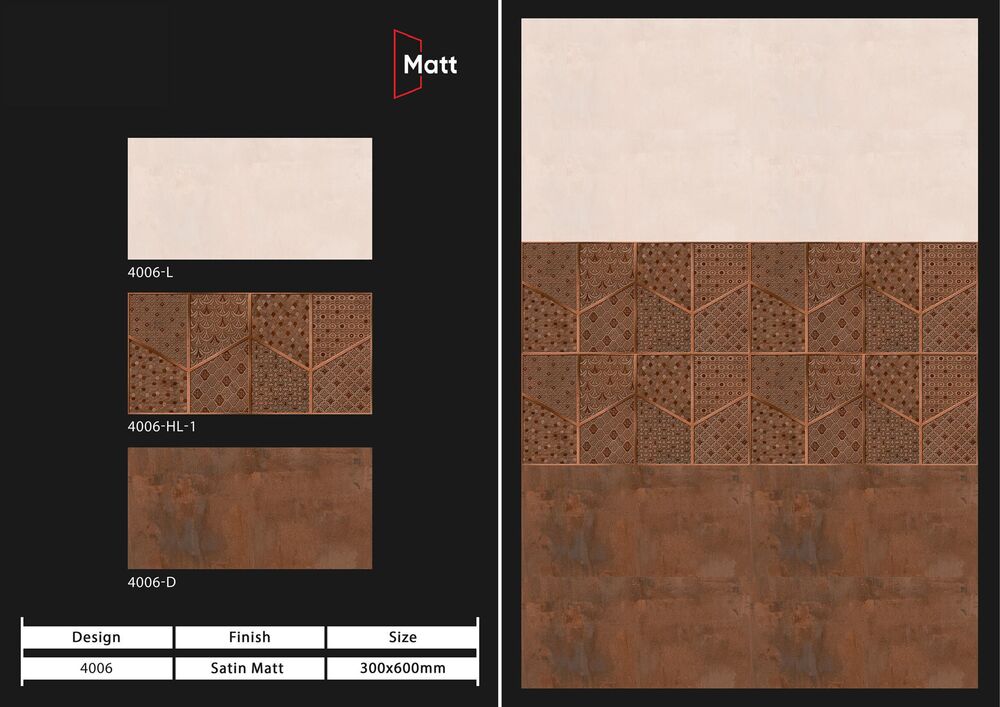 300x450 Matt Finish Wall Tiles Collection - Color: Multi Color