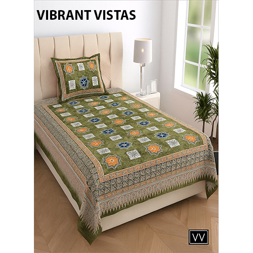 2404 Pure Cotton Single  2 Plus 2 Bed Sheet - Color: Multicolor