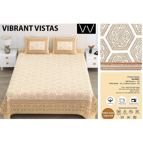 2502 Pure Cotton Bed Sheet - Color: Multicolor