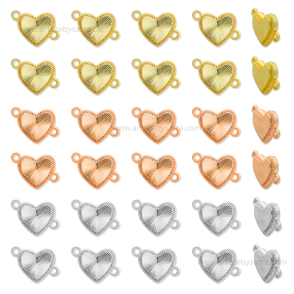 Brass Heart Charm Connector | High Quality | Size : 9mm | Qty : 2pcs