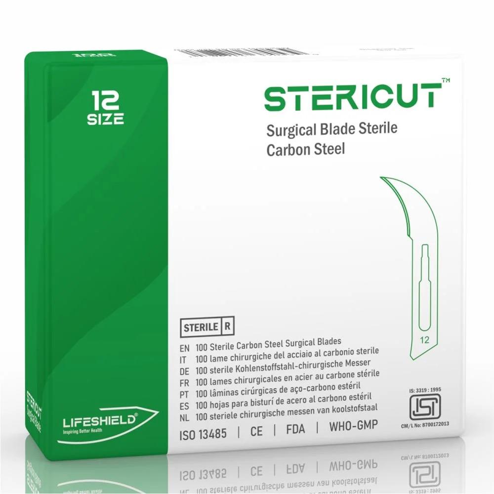 LifeShield Stericut Surgical Blade (No 12) Carbon Steel Blade Gamma Sterilized