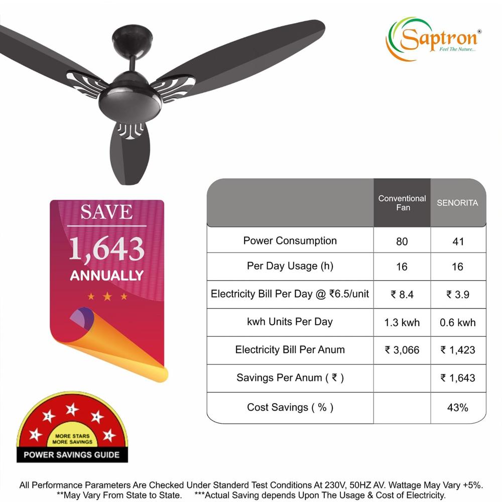 Black Bldc Ceiling Fan - Blade Diameter: 48 Inch (In)