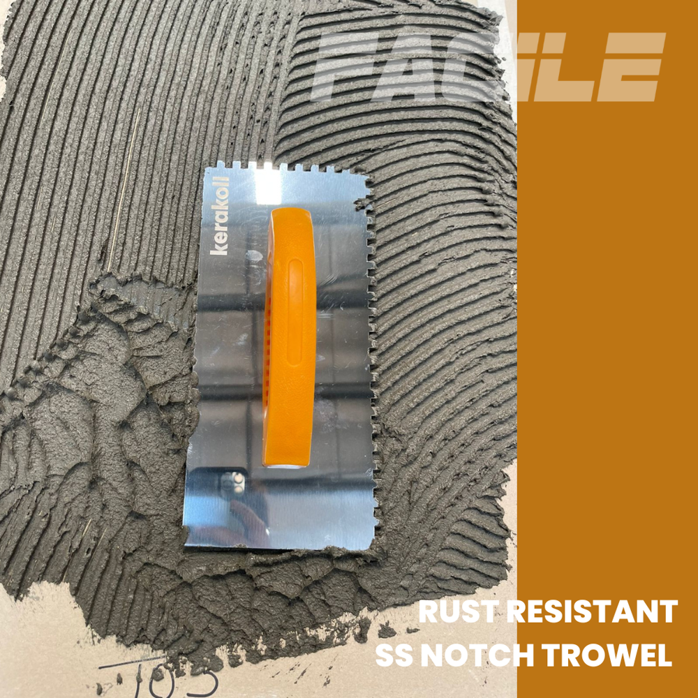 Facile Ss Notch Trowel 4 Mm For Tiling Projects Anti-rust And Strong Grip - Color: Yellow Silver