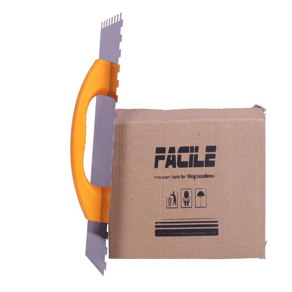 Durable 8 Mm Stainless Steel Notched Trowel - Handle Material: Plastic