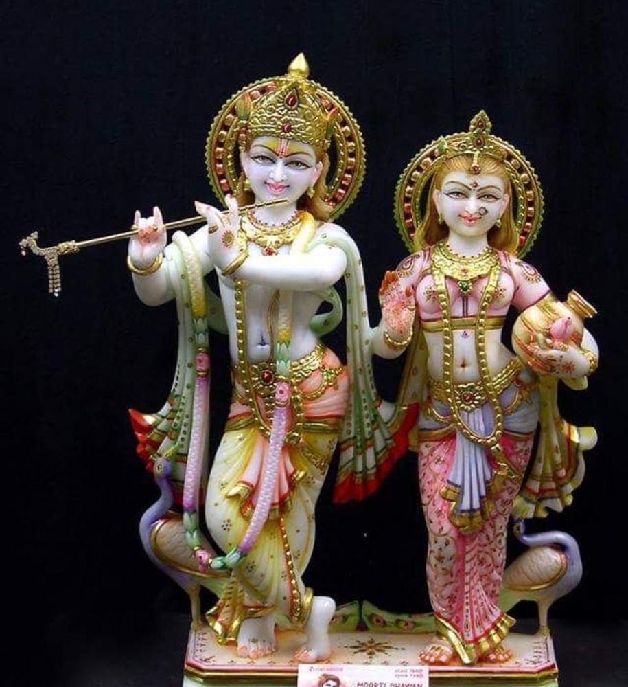 Elegant Marble Radha Krishna Idol for Home & Temple