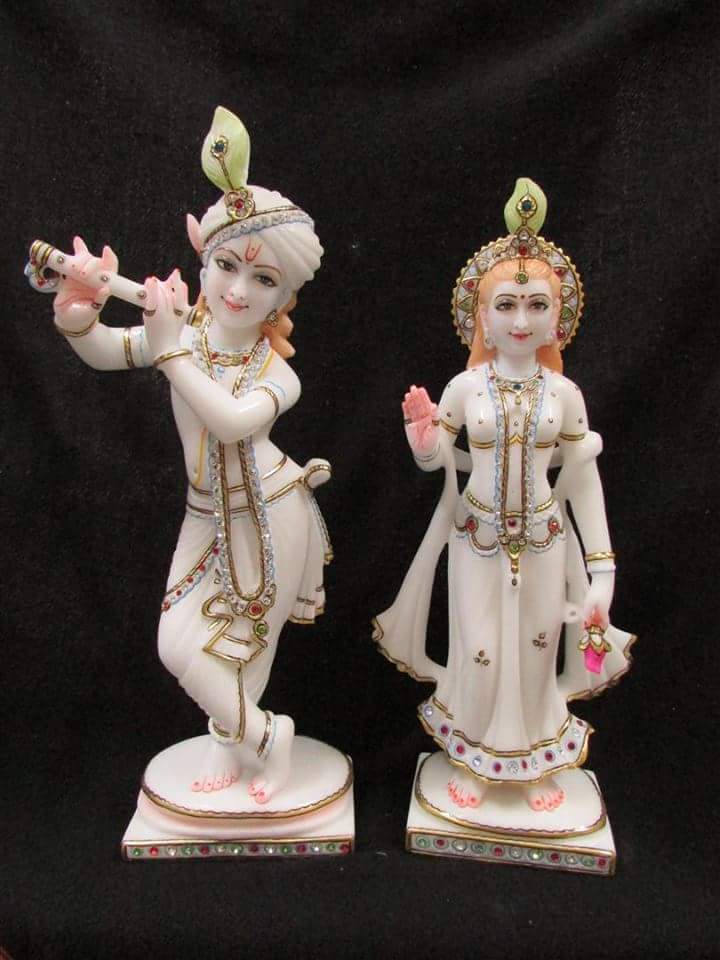 Premium Marble Radha Krishna Statue - Sizes from 1 Feet to 8 Feet, Elegant White Finish | Ideal for Temple and Home Decor