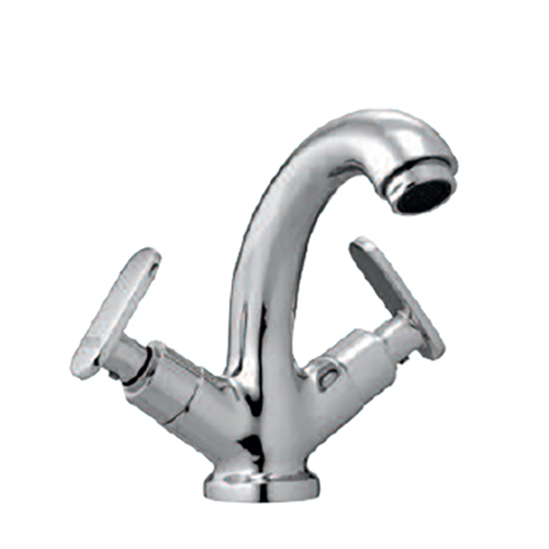 DLT 0111 CENTRAL HOLE BASIN MIXER COMPLETE WITH 600MM LONG FLEXIBLE CONNECTING HOSE