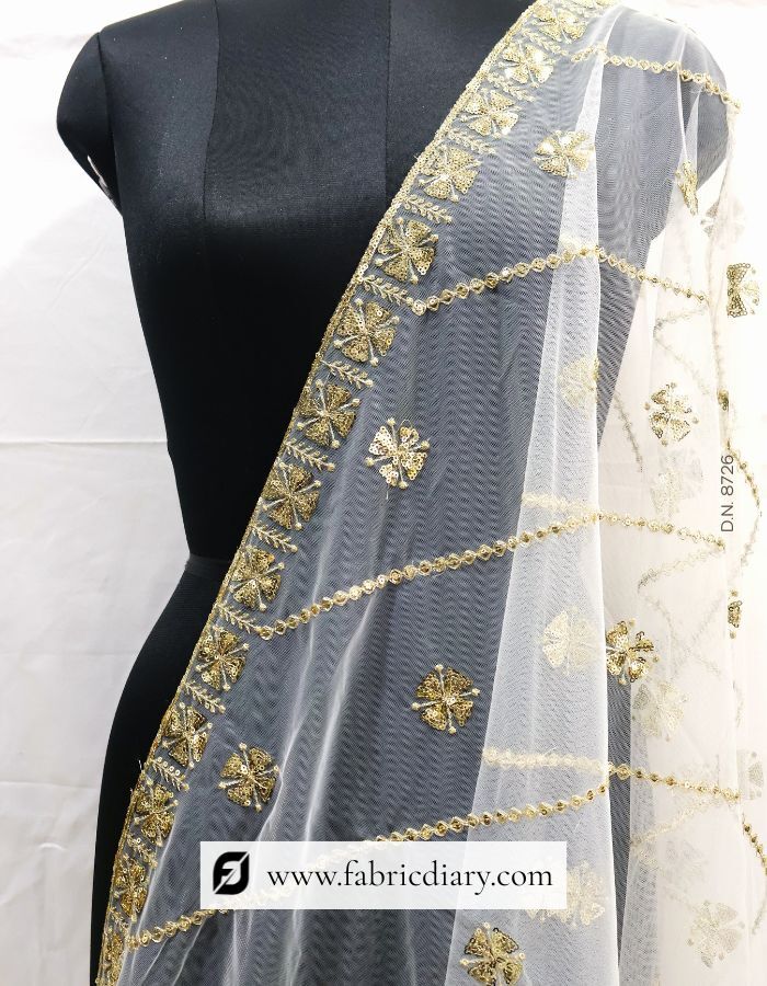Beautiful Sequins Embroidered Designer Net Dupatta