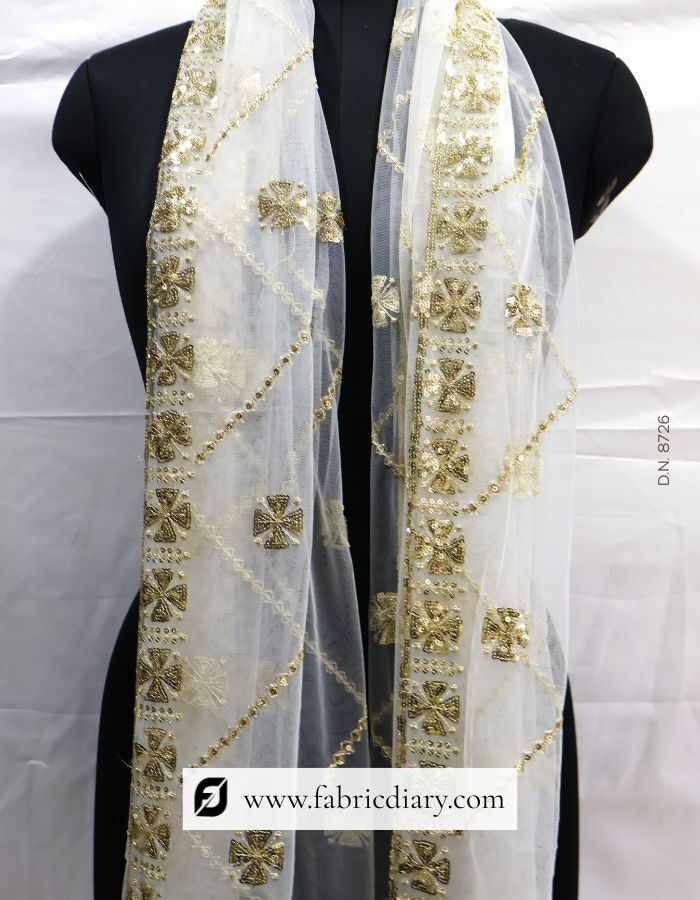 Beautiful Sequins Embroidered Designer Net Dupatta