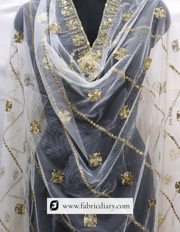 Beautiful Sequins Embroidered Designer Net Dupatta