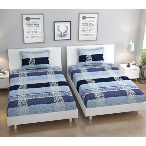 Printed Cotton Single Bedsheet - Color: Multicolor