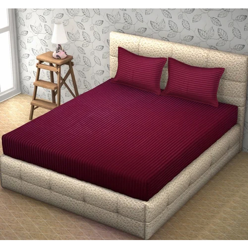 Satin Stripe Hotel Bedsheet - Color: Maroon