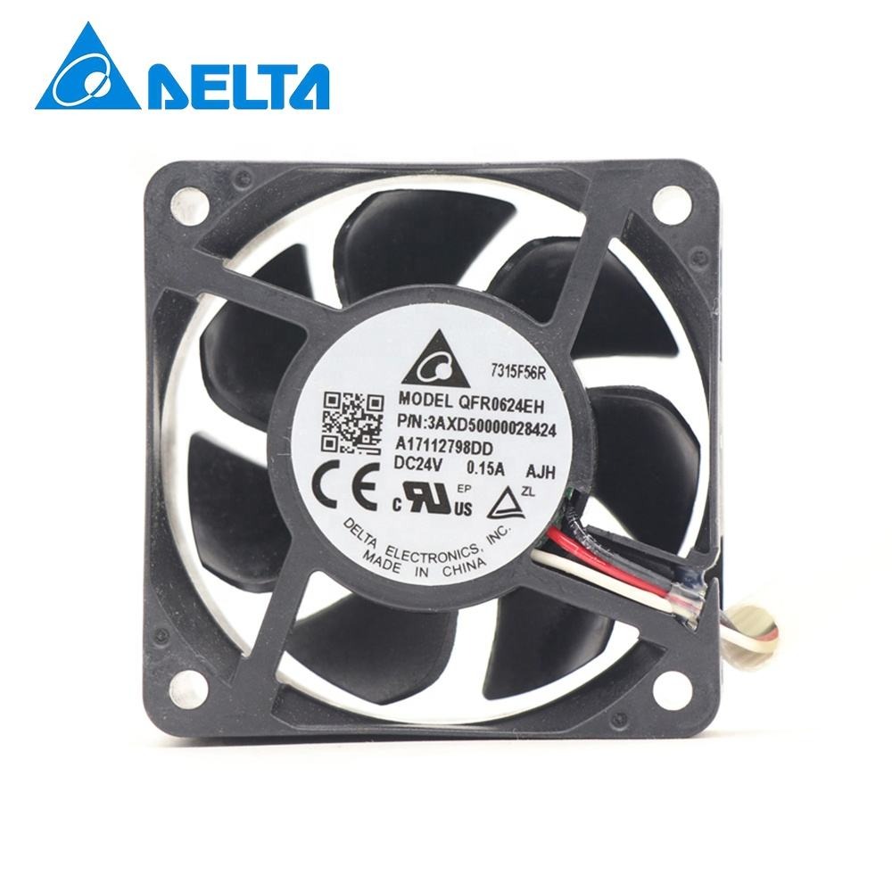 Delta QFR0624EH 6025 24V DC 60x60x25mm 0.15A 6800RPM Ball Bearing Axial Cooling Fan for ABB 3AXD50000028424 Inverter
