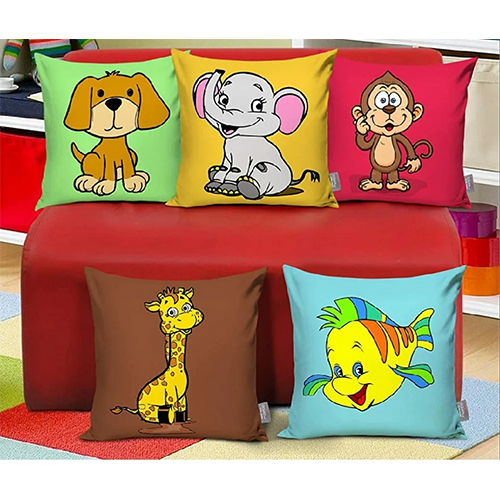 Elephant Printed Cotton Cushion Cover - Color: Multicolor