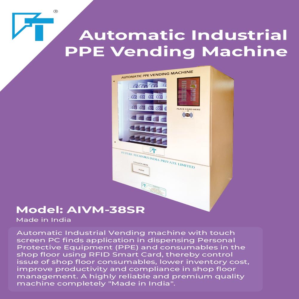 Automatic Ppe Vending Machine - 6 Trays And 38 Product Selections | Rfid Smart Card Operation, 15.6 Inch Touch Screen, Off White Metal Finish