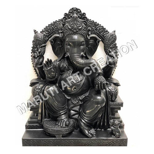 Black Stone Ganpati Statue - Feature: Durable