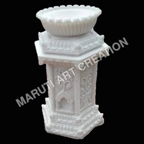 Fancy Marble Tulsi Stand - Color: White