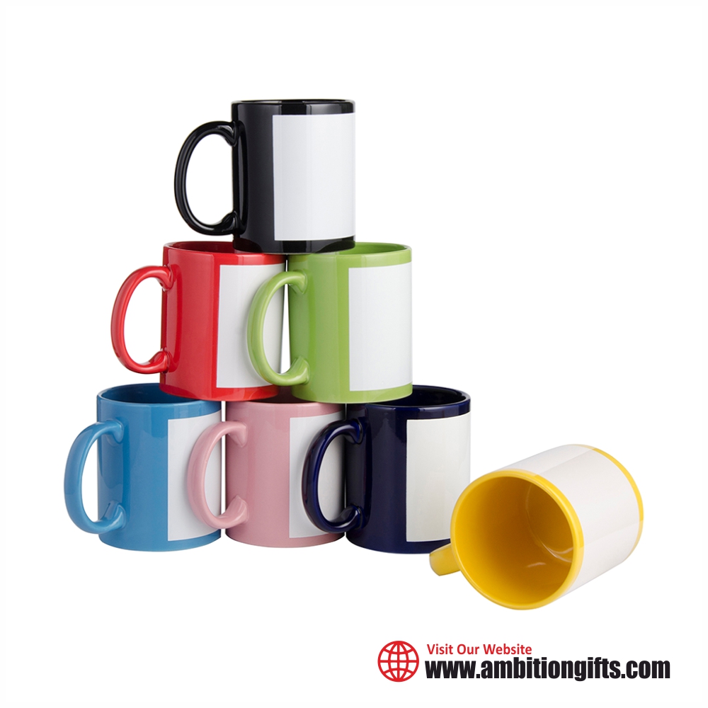 Sublimation Red and Blue Patch Mugs, Sublimation Patch Cup