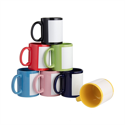 Sublimation Red and Blue Patch Mugs, Sublimation Patch Cup