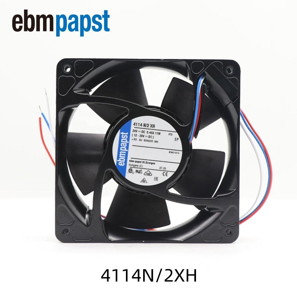 ebmpapst 4114N/2XH 24V DC 120x120x38mm 11W 12038 440RPM Ball Bearing 12cm Industrial Inverter Cabinet Cooling Fan 4114N/2H4